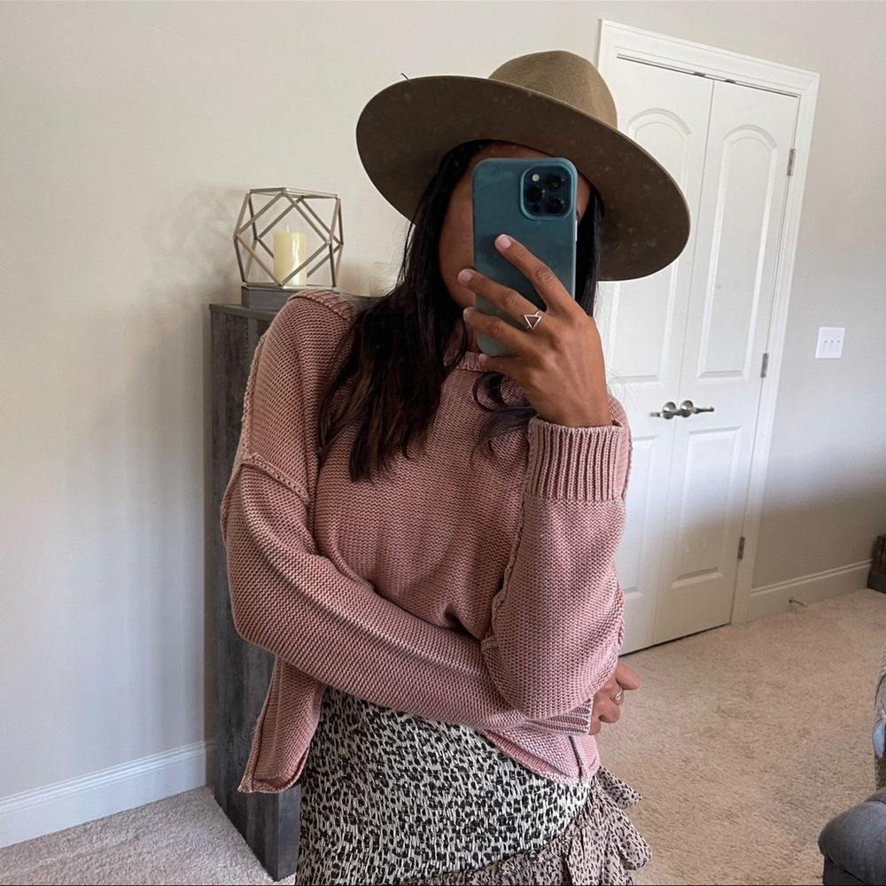 Mauve Inside Out Pullover Sweater